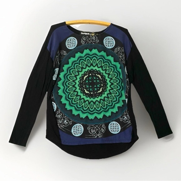 Desigual by Christian Lacroix Zen Art Women’s Long Sleeve T-Shirt Size M - Picture 1 of 5